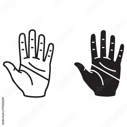 Stylized Human Palm Illustrations with Open Hand Gesture