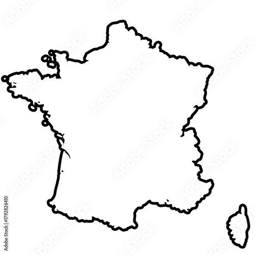 an outline map of france. map vector illustration 