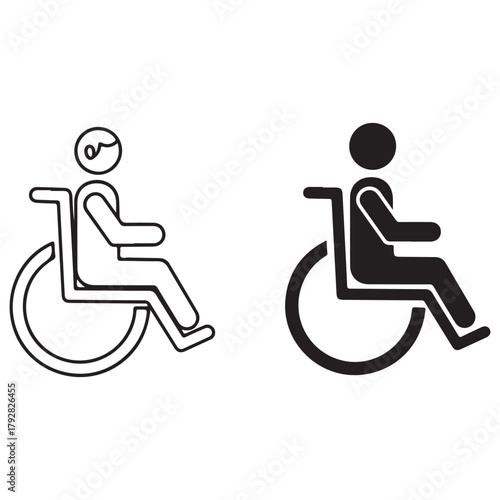 Wheelchair Accessibility Icon Set with Outline and Solid Design