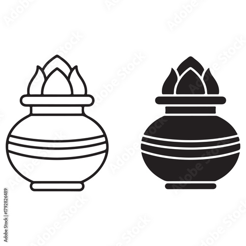 Traditional Indian Kalash Icon Set