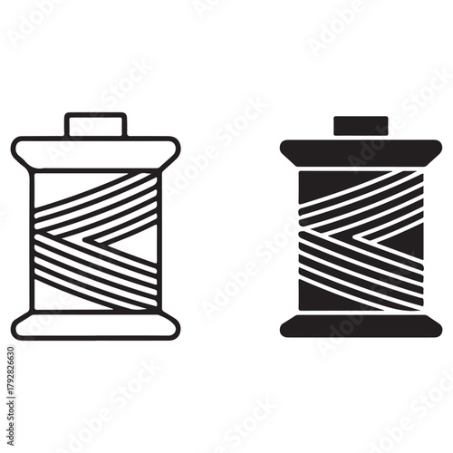Spool of Thread Icons, Outline and Solid