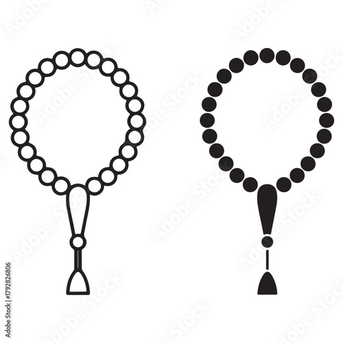 Islamic Prayer Beads Icon Set