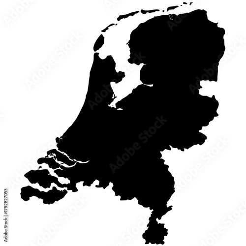 a silhouette map of the netherlands. contour educational dutch map vector illustration 