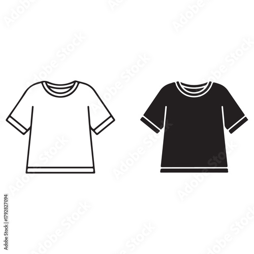 Outline and Solid Black T-Shirt Icons