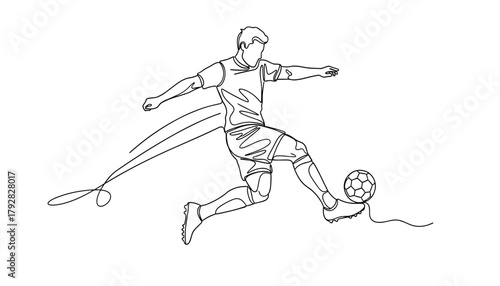 Professional Soccer Player Mid-Kick: High-Energy Action Shot with Speed and Motion Blur, Dynamic Sports Vector Illustration 