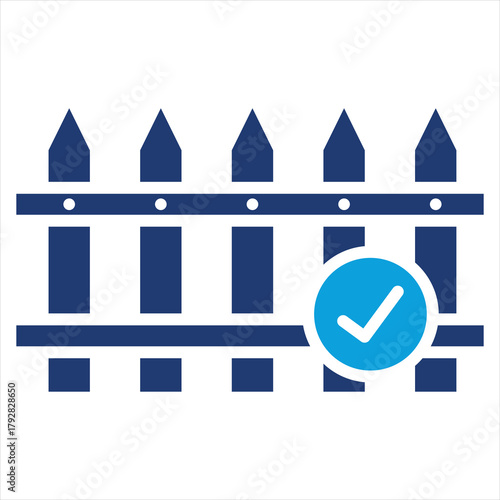 Fence Flat Blue Icon Vector Illustration