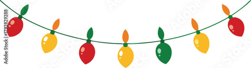 Adobe Illustrator Artwork  Christmas garlands and fir branches. Christmas decoration with pine cones, holly berries, glowing lights, ribbons. For holiday banners, cards, party posters. Transparent bac