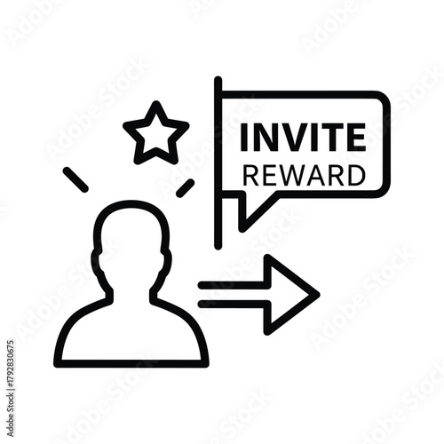 Person with star and invite reward speech bubble