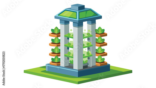 Vector icon of vertical hydroponic tower garden realistic high resolution on white background.
