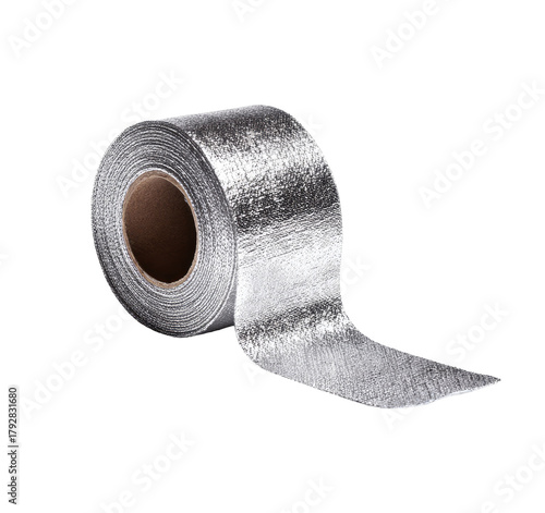 Rolled metallic tape, silver gray