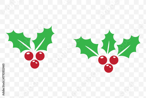Holly berry icons set, Chritmas logo wirh holly berries