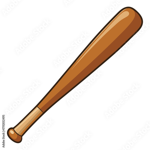 A classic wooden baseball bat illustration isolated on a white background