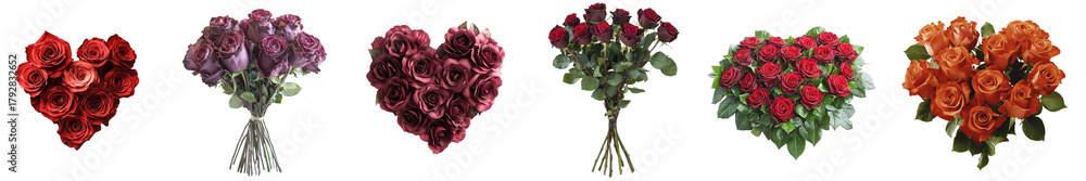 Obraz premium Colorful rose bouquets isolated transparent background 