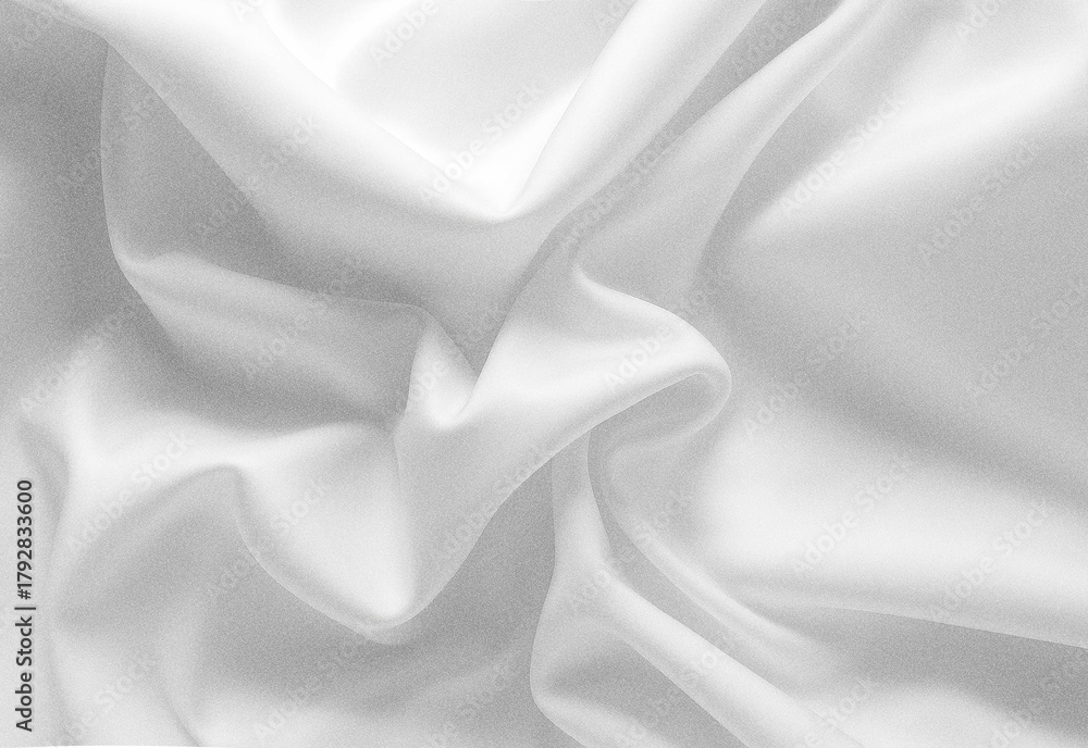 Obraz premium Close-up shot of luxurious white silk fabric with flowing folds and shadows, highlighting silky texture, smooth drape, and premium textile quality for fashion, design background use