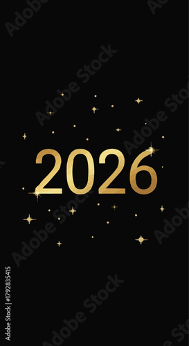 Elegant golden 2026 numbers sparkling on a dark, luxurious background, perfect for upcoming new year festivities and celebration designs