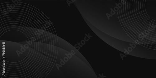 Dark black background abstract 3D geometric with wave effect decoration. Vector illustration