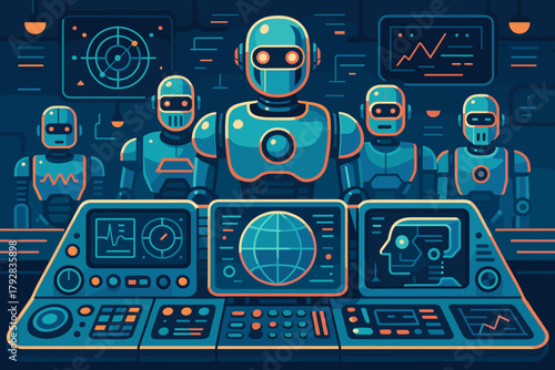 Robotic captions filled letters vector console control style no icon art shapes