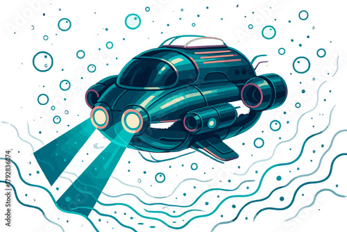 No exploration emojis submarine clean cyrillic colors futuristic icon vector sleek characters