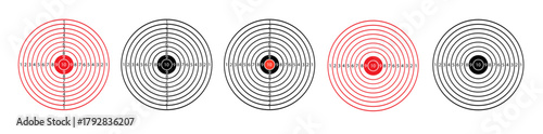 Target with numbers for shooting at a shooting range. Round target with a marked bulls-eye for shooting practice on the shooting range. Vector
