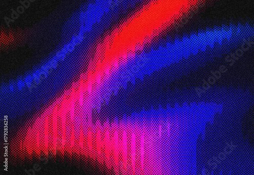 Valokuvatapetti Abstract neon light waves and particle texture on a black background, featuring