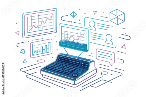 Vintage isolated negative shapes no marks glowing interface neon typography vector ai