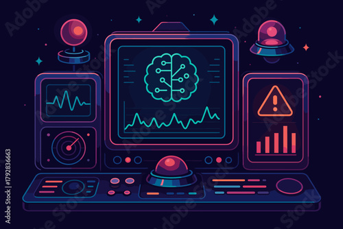 Characters interface chinese vector neon icon sensors shapes aesthetics screens no ai