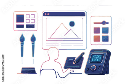 Vector icon generating floating interface isolated creative punctuation futuristic negative chrome symmetry