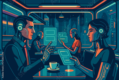 Chrome speech glowing augmented implants vector encounter caf cybernetic no surfaces icon