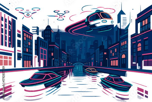 Aesthetics vector punctuation style sky reflecting neon adventures any icon along symmetry