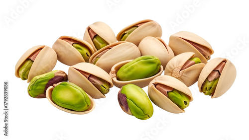 Heap of Fresh Pistachios Against Transparent Background Close Up Still Life Photography of Healthy Snack Nuts