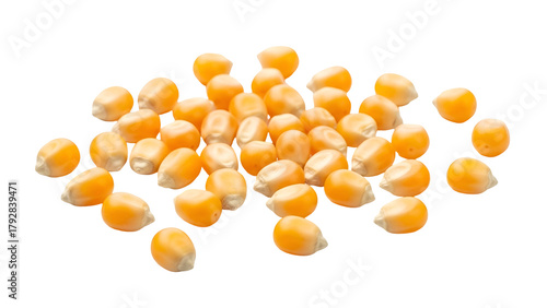 Pile of Yellow Corn Kernels Against Transparent Background Food Photography