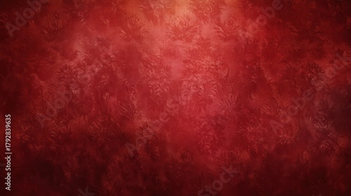 Rich, dark red textured background with subtle damask floral patterns and a soft light gradient, conveying elegance and luxury, blurred red background © NingPhattraphorn