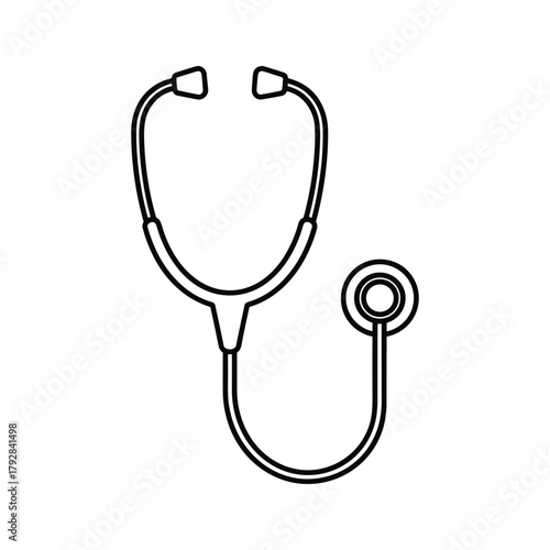 Stethoscope outline, medical instrument for listening to internal body sounds
