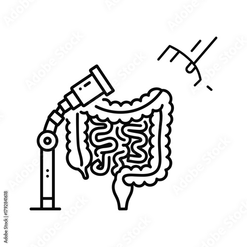 Robotic endoscope examining human intestine