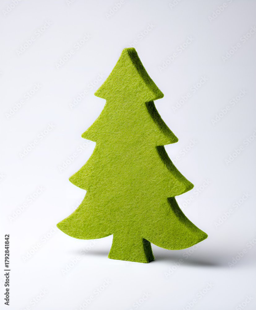 Fototapeta premium Felt christmas tree cutout isolated on white background