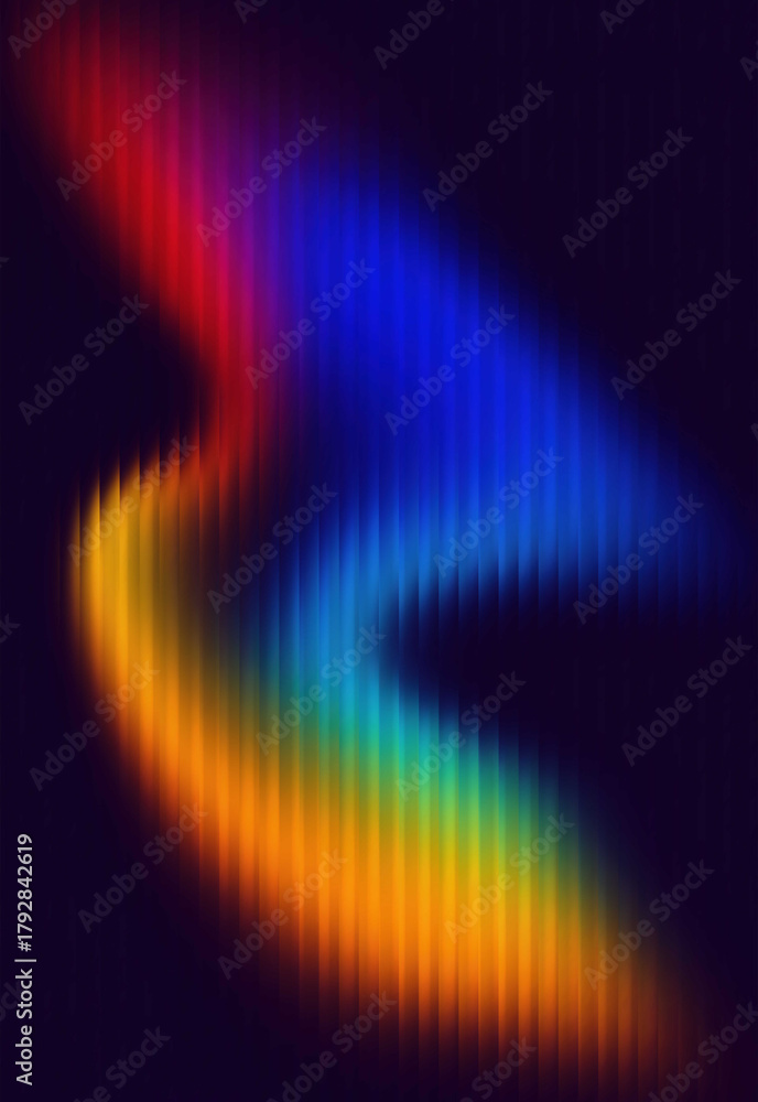 Fototapeta premium Abstract neon rainbow curve across a dark background, a dynamic arc of light and color forming a vibrant spectrum with smooth gradients and luminous motion for modern digital art