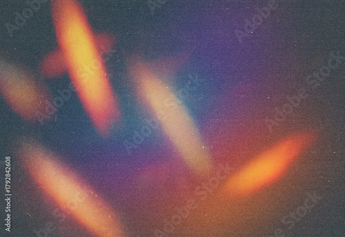 Quadro em tela Abstract colorful streaks and soft bokeh in warm orange and purple tones with su