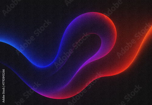 Abstract neon light wave flowing across a dark textured background, vivid gradient from blue to purple to red, capturing futuristic energy, motion, and digital art aesthetics © DesignSells