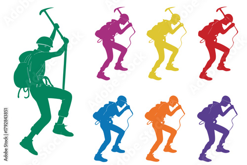 Climber Silhouette Pack – Mountaineering Vector Set, Adventure Sports Clipart Collection