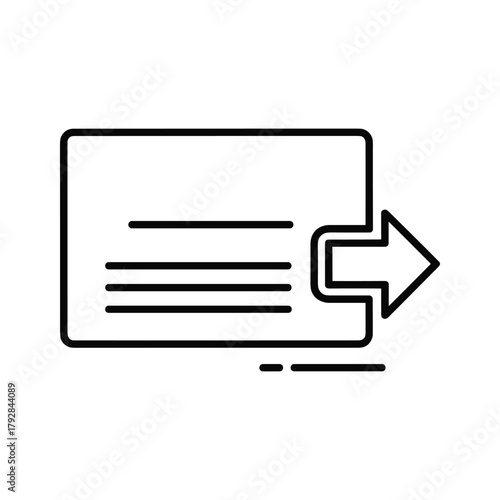 Simple line icon of a document with an arrow pointing to the right