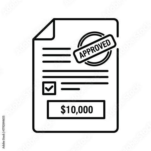 Approved document with a checkmark and 10, 000 amount