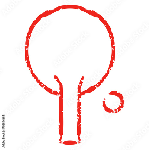 Hand Drawn Crayon Table Tennis Paddle and Ball Icon: Rough Sketch of Ping Pong Racket, Perfect for Sport Game, Leisure Activity, Competition, School Event, or Athletic Graphic Element