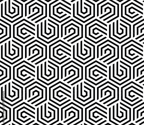 Abstract geometric pattern with stripes, lines. Seamless vector background. White and black ornament. Simple lattice graphic design.