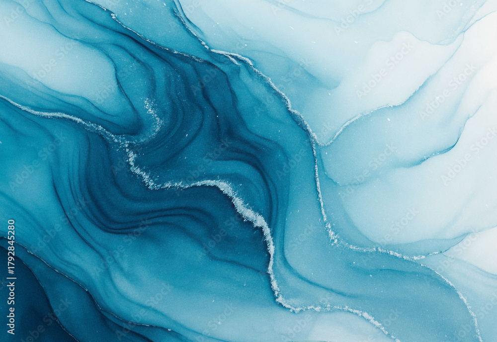 Naklejka premium Blue abstract marble texture with flowing waves and soft gradients ideal for backgrounds, wallpapers, branding materials, graphic design, presentations, and creative layouts
