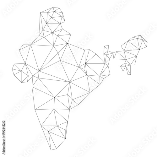 Map of India Low Polygonal connections network mesh Style