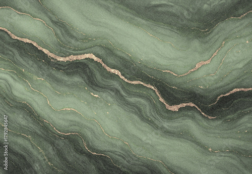 Canvastavla A close up of green marble texture with flowing natural veining in emerald and j