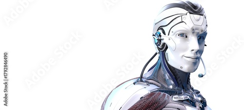 Robot head high quality very detailed 3d render