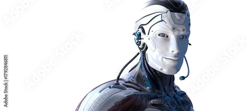 Robot head high quality very detailed 3d render