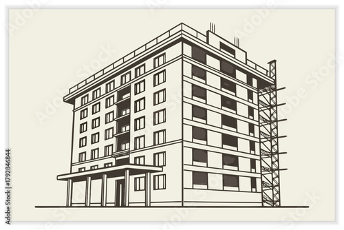 Building and Construction Industry Illustration Set Workers, Tools, and Architecture Vectors