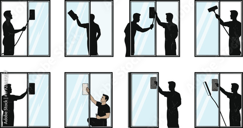window cleaning, tutorial, person, squeegee, cloth, pad, glass, technique, step, instruction, hygiene, maintenance, home, tool, wipe, streak-free, indoor, outdoor, clean, sparkle
